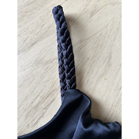 VTG A. Byer Cami Top Black Satin Ruched Camisole Tank 90s Club wear USA Y2K Med - Picture 12 of 13